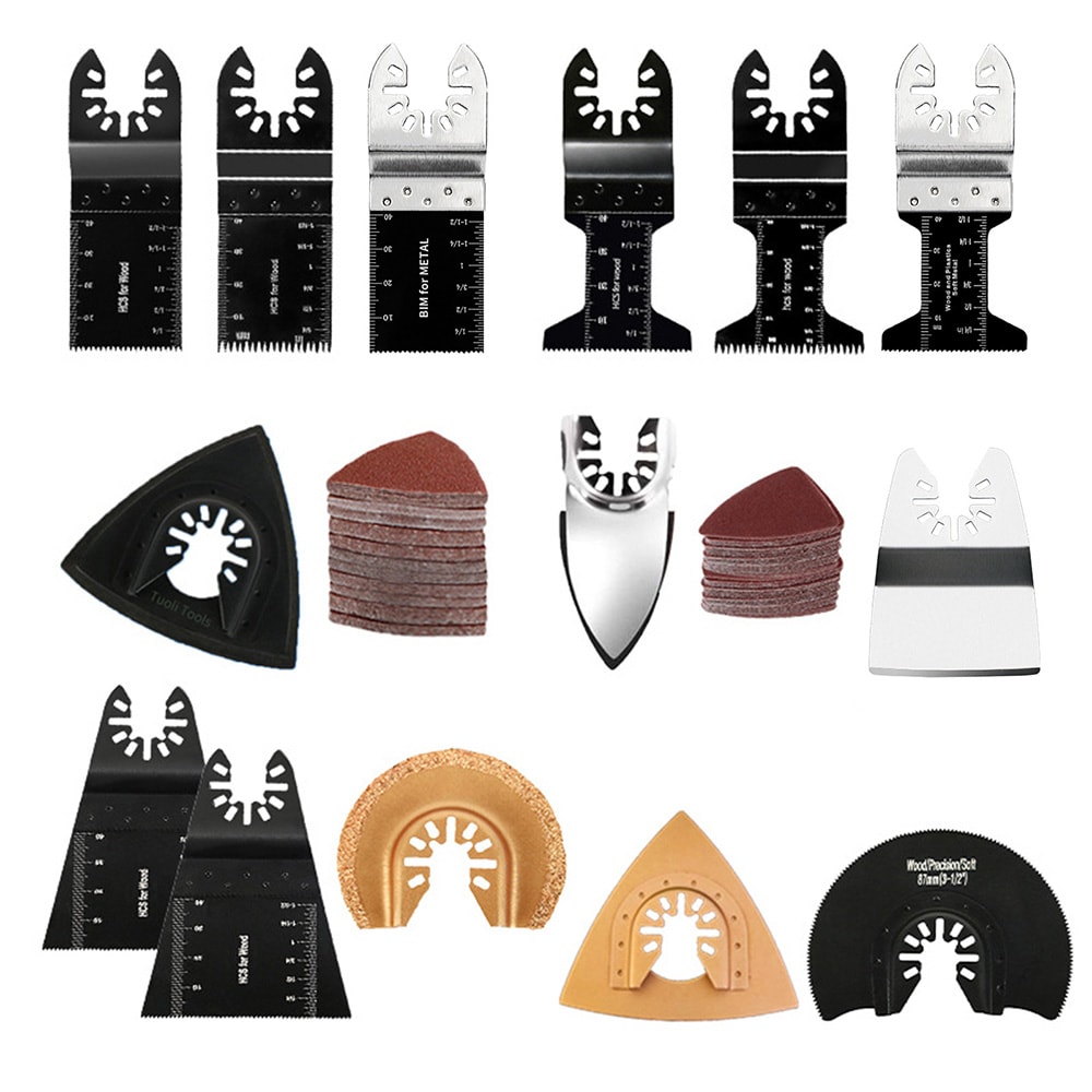 Sågblad och slippapper till multiverktyg 123 delar – för trä, metall och polering