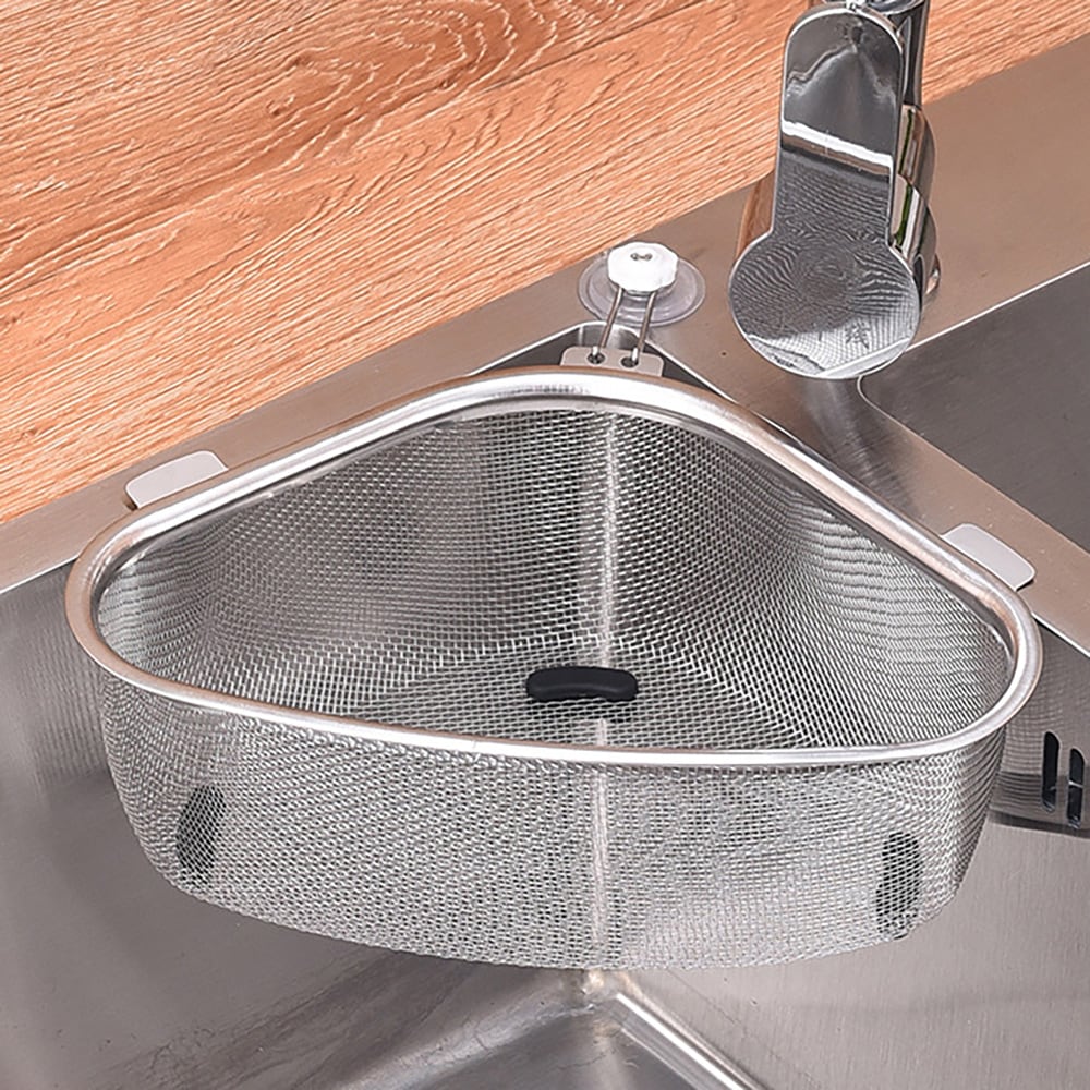 Durkslag i rostfritt stål för hörnmontering i diskhon