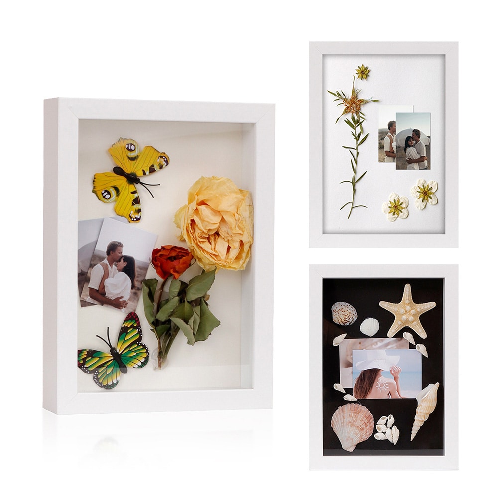 Ram för torkade blommor 15,2 x 20,3 cm - Vit