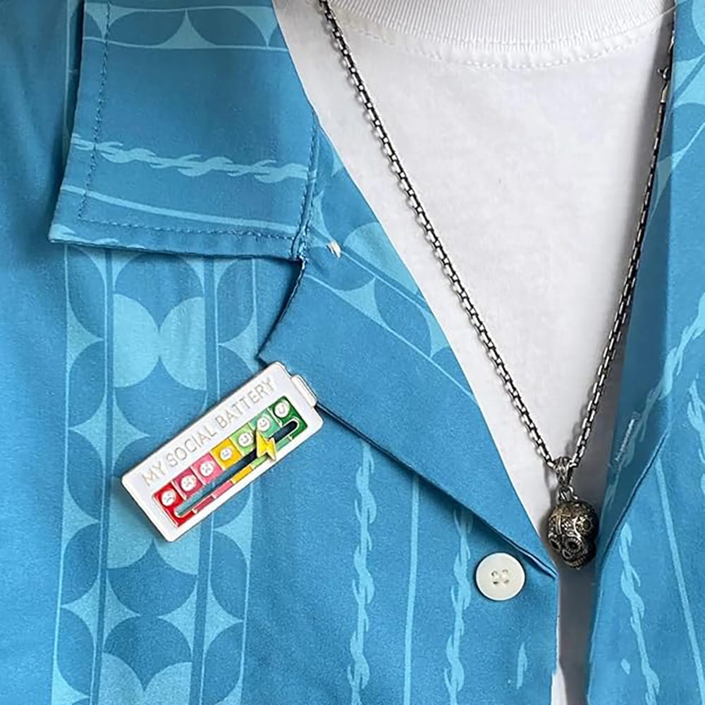 My Social Battery brosch / emaljpin / humorbrosch / pin med justerbar indikator