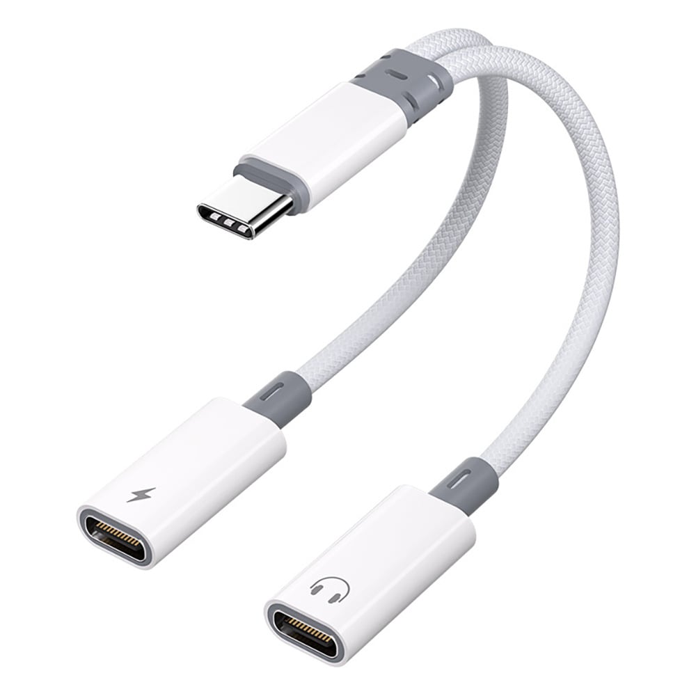 2i1 Ljud- och laddadapter med 1xUSB-C till 2xLightning