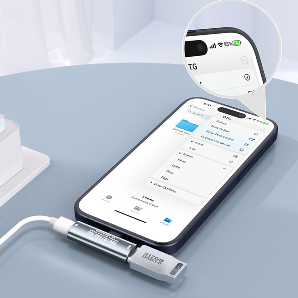 USB-C 3.2 adapter med PD 60W för ljud, laddning och dataöverföring