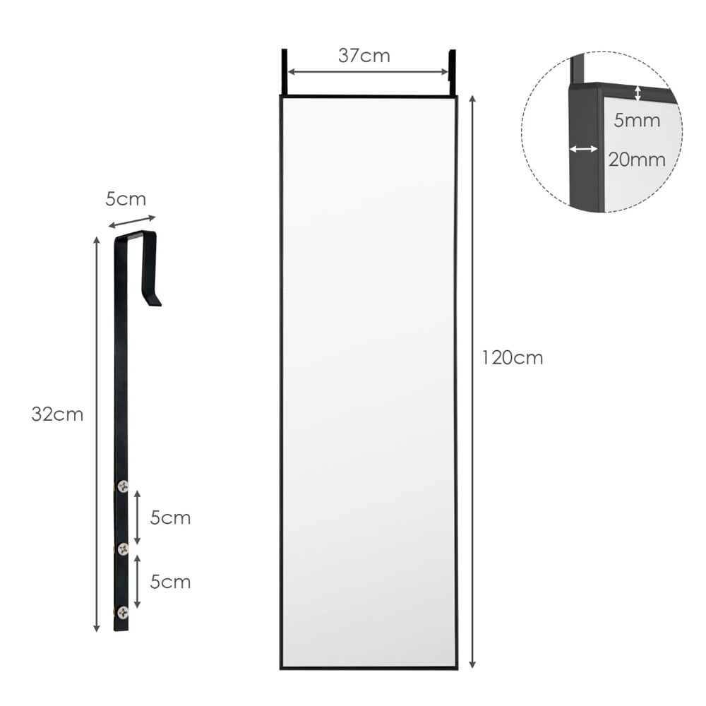 Helkroppsspegel med ram 120 × 37 cm – svart