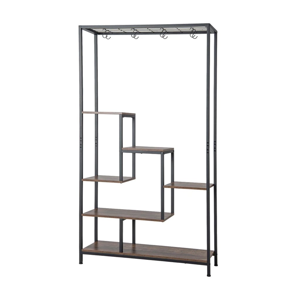 Växtställ metall 6 hyllor 180 cm – Rustik brun