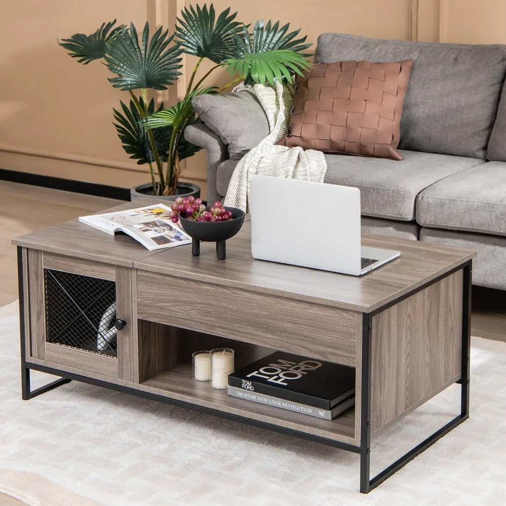 Soffbord med lyftbar bordsskiva och förvaring