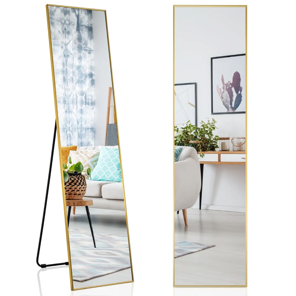 Helkroppsspegel 160 × 40 cm – Guld