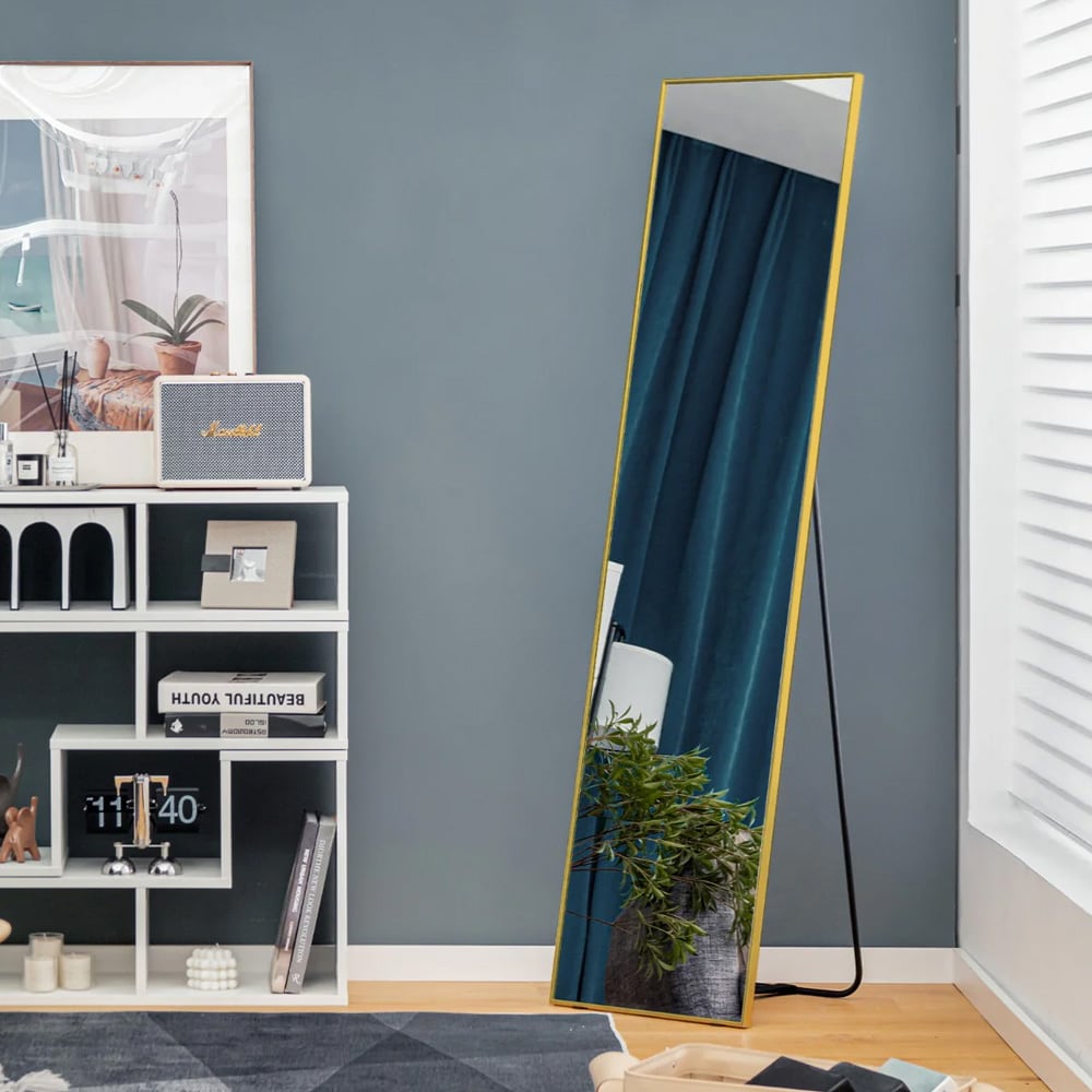 Helkroppsspegel 160 × 40 cm – Guld