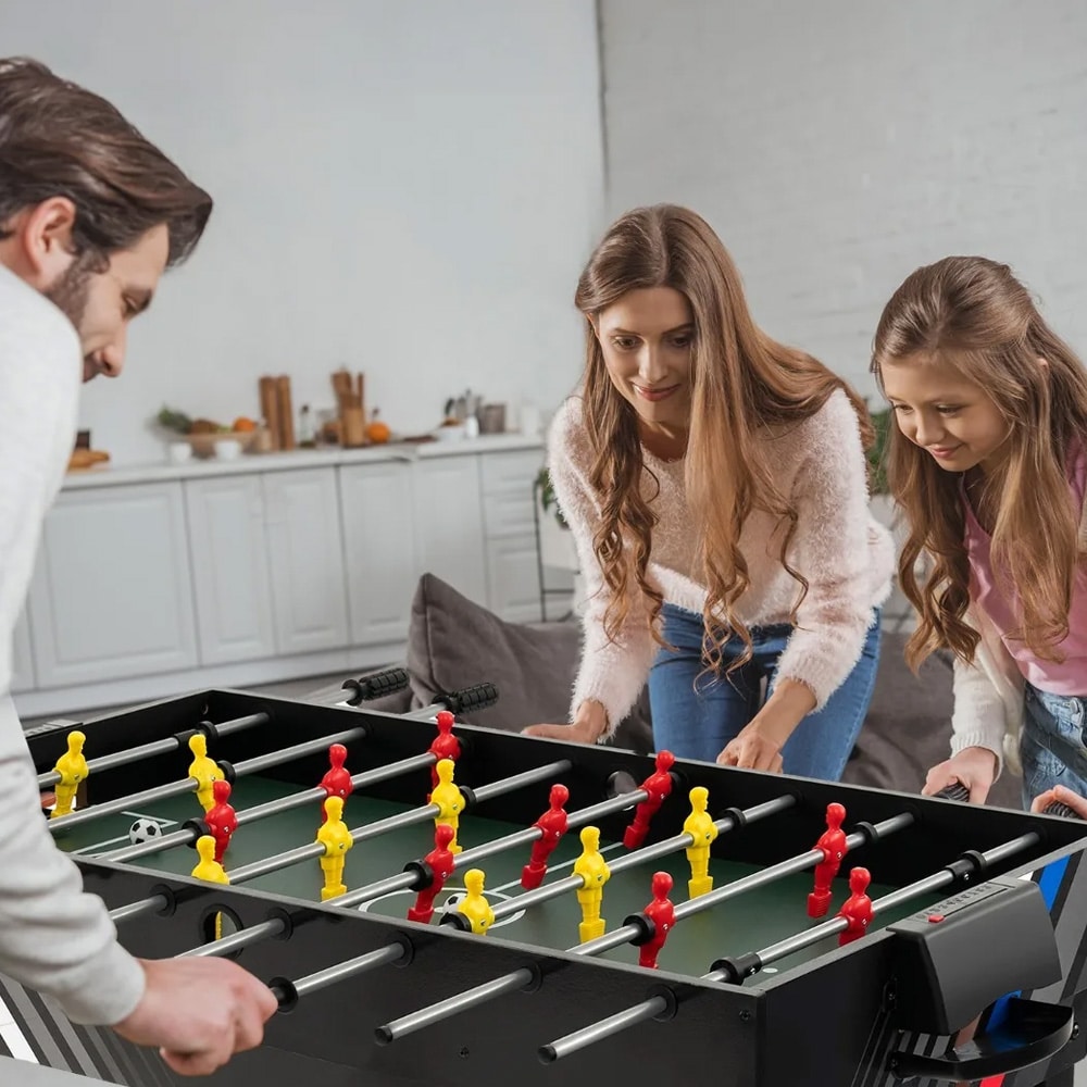 4-i-1 spelbord med fotboll, biljard, hockey och pingis