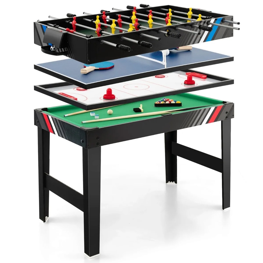 4-i-1 spelbord med fotboll, biljard, hockey och pingis