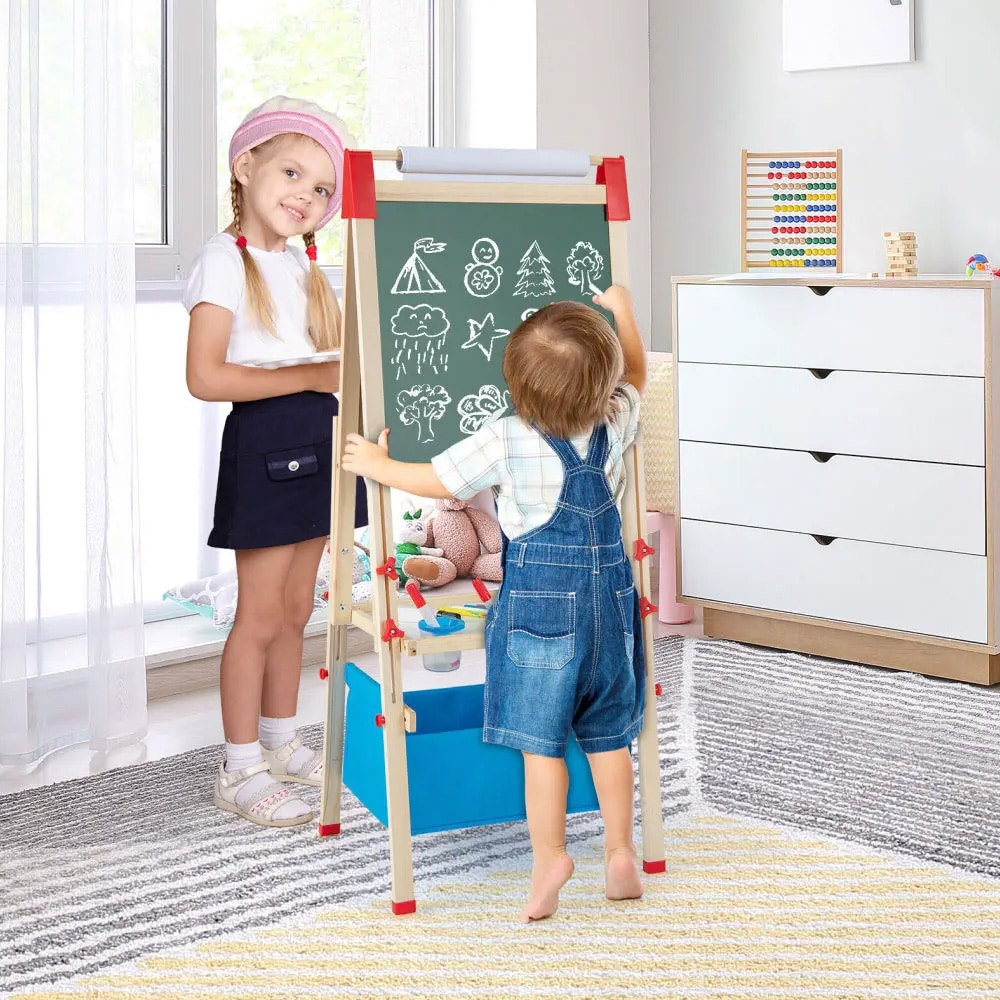 Barnstaffli i trä dubbelsidigt – 3–8 år