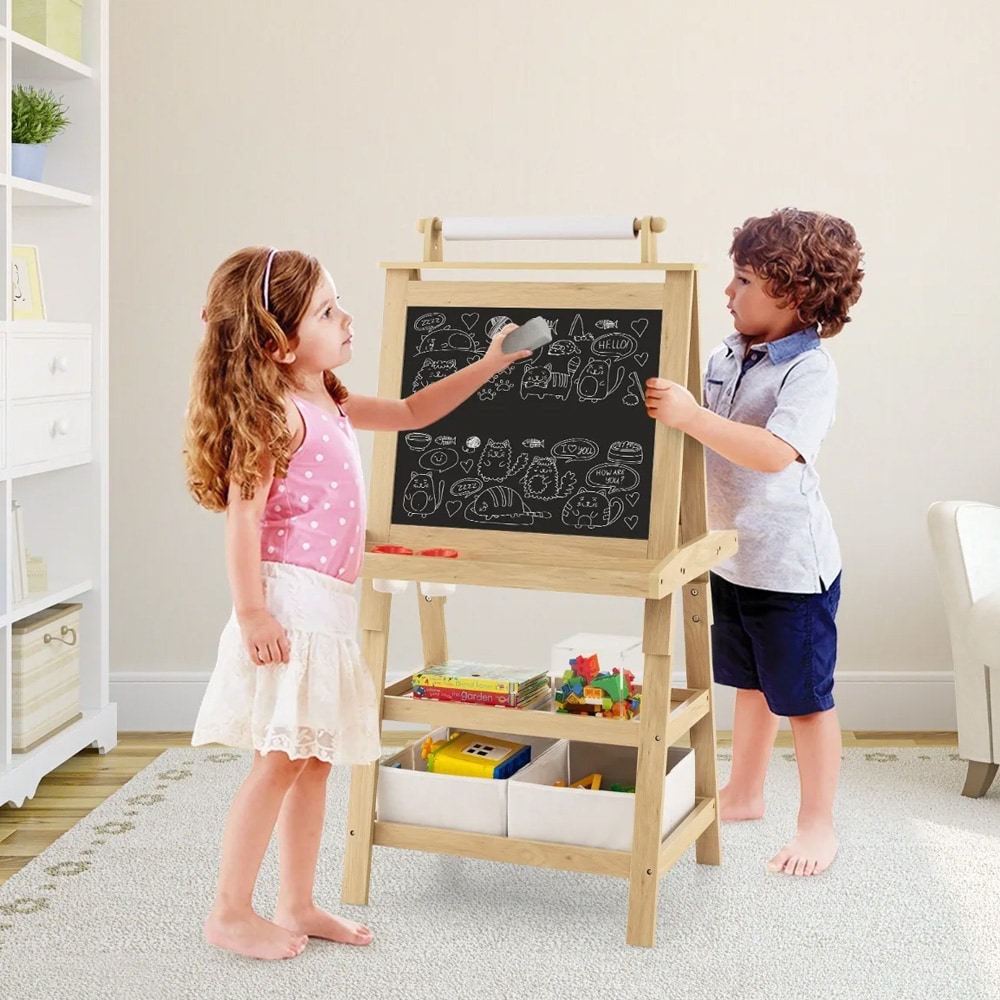 Dubbelsidigt barnstaffli i trä – från 3 år