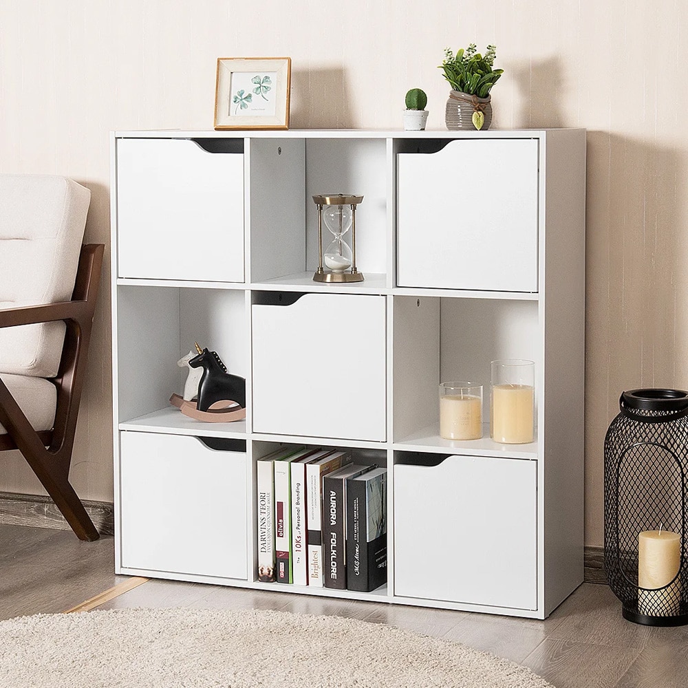Kubhylla med 9 fack och magnetiska dörrar – Vit
