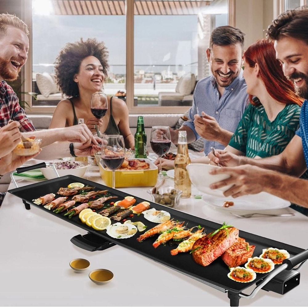 Elektrisk grillplatta 1800 W för inomhusbruk – Svart 90 cm