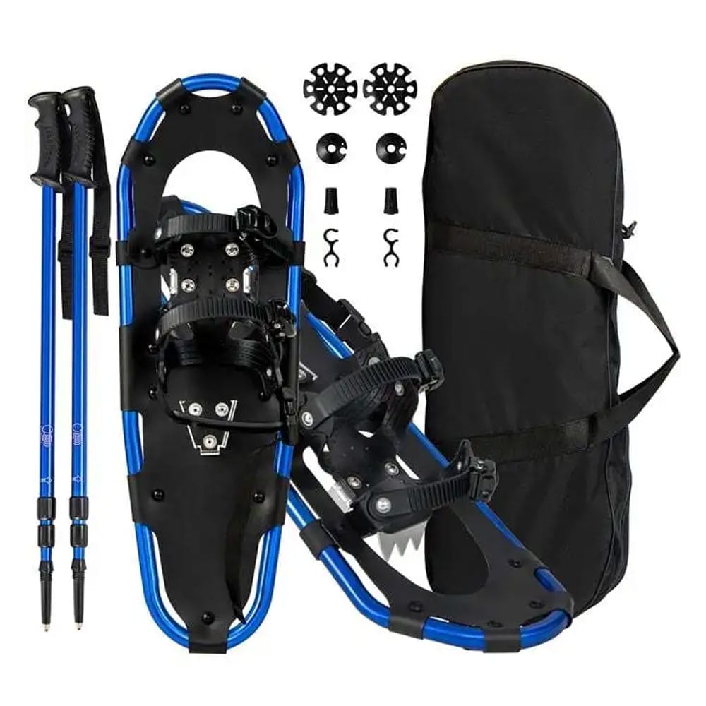 Snösko med stavar, damasker och bärväska