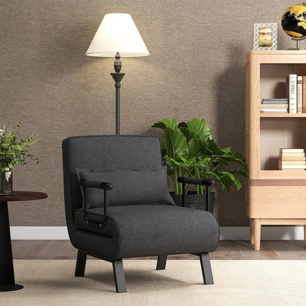 Bäddfåtölj med justerbart ryggstöd – Grå