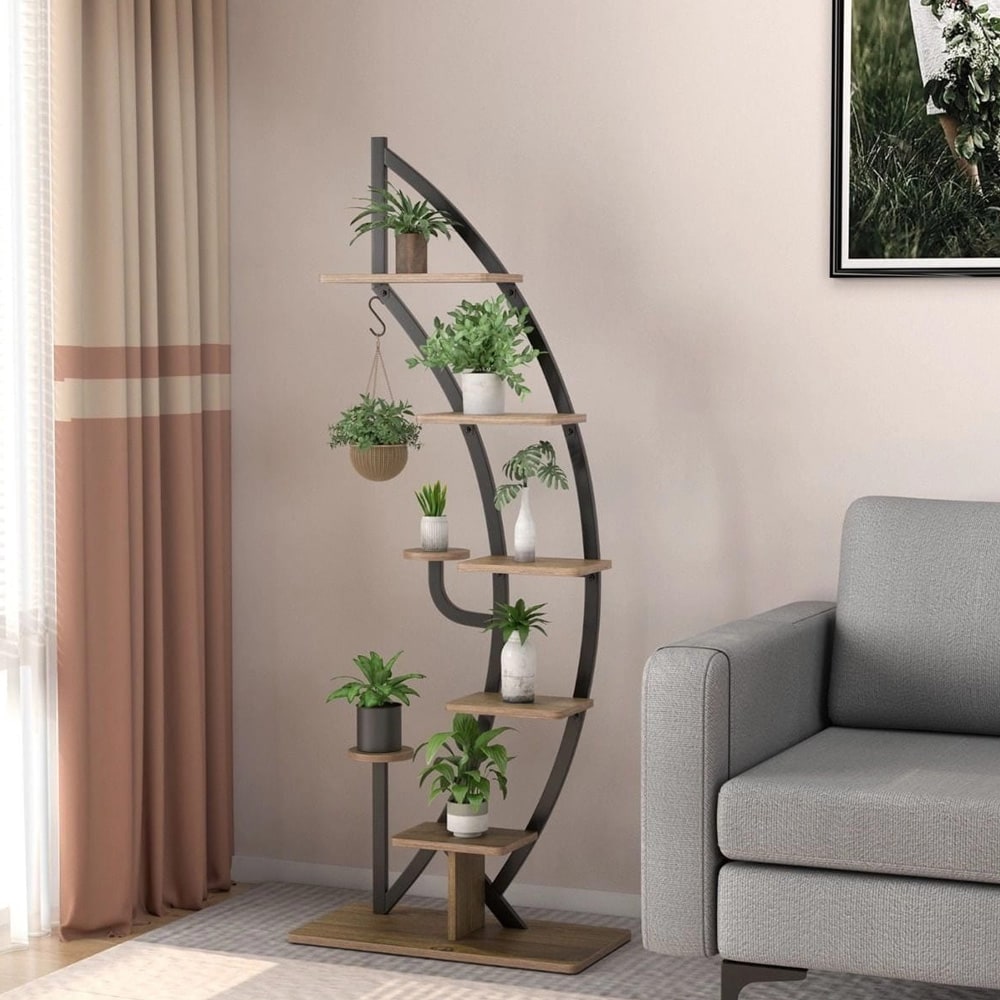 Växtställ i halvmåneform med 8 hyllor