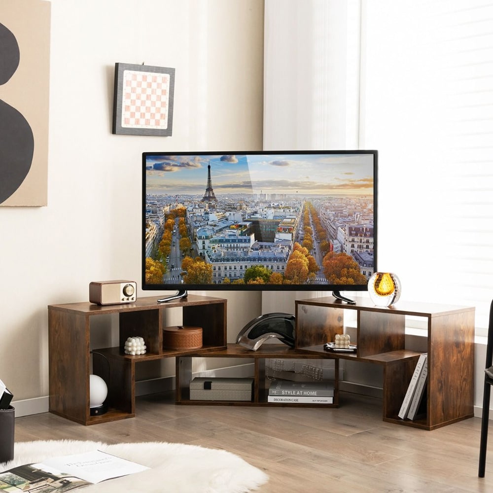 TV-bänk 3-delad med öppna hyllor  – Brun
