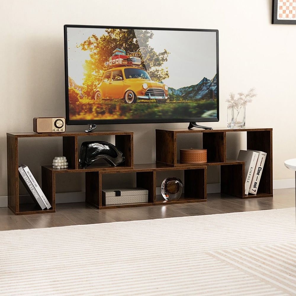 TV-bänk 3-delad med öppna hyllor  – Brun