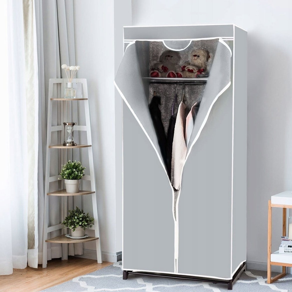 Portabel tyggarderob med dammskydd – Grå