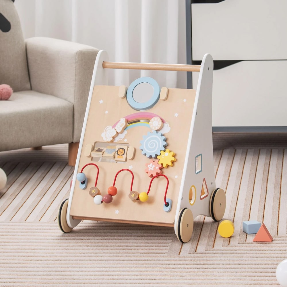 Lära-gå-vagn för barn från 12 månader – Trä/Vit