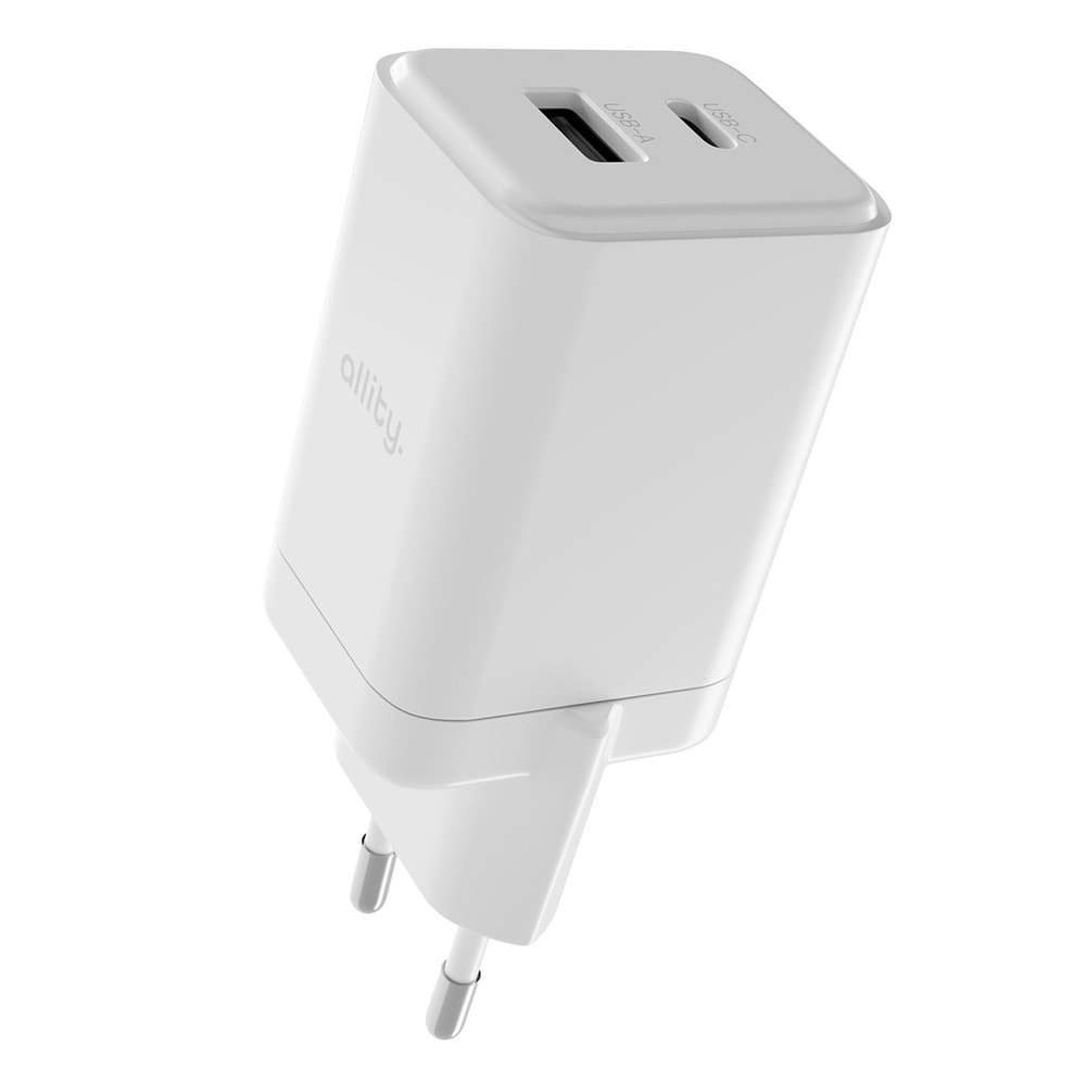 Allity GaN Väggladdare 45W PD QC med USB-C och USB-A