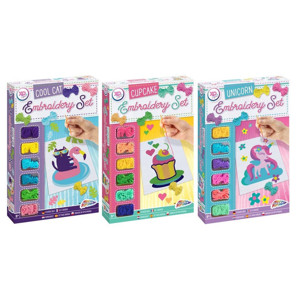 Broderingskit för barn – kreativ sömnad med färgglada motiv