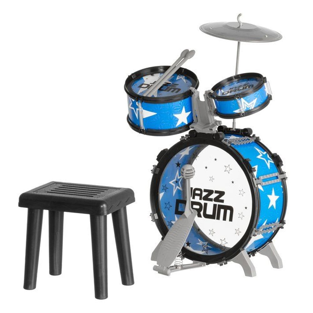 Trummor leksaksset – komplett barntrumset med pall och trumpinnar