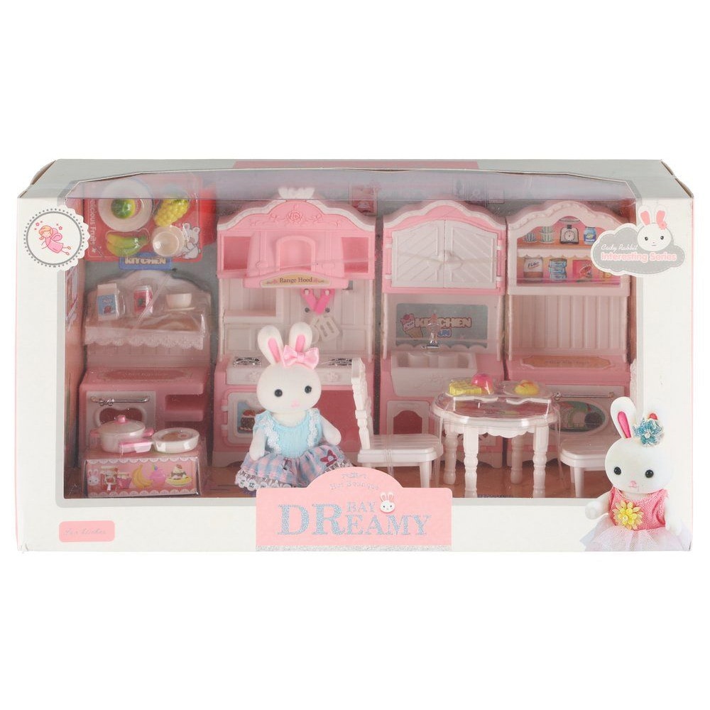 Lekset med kanin och kök – komplett minikök med figur och tillbehör