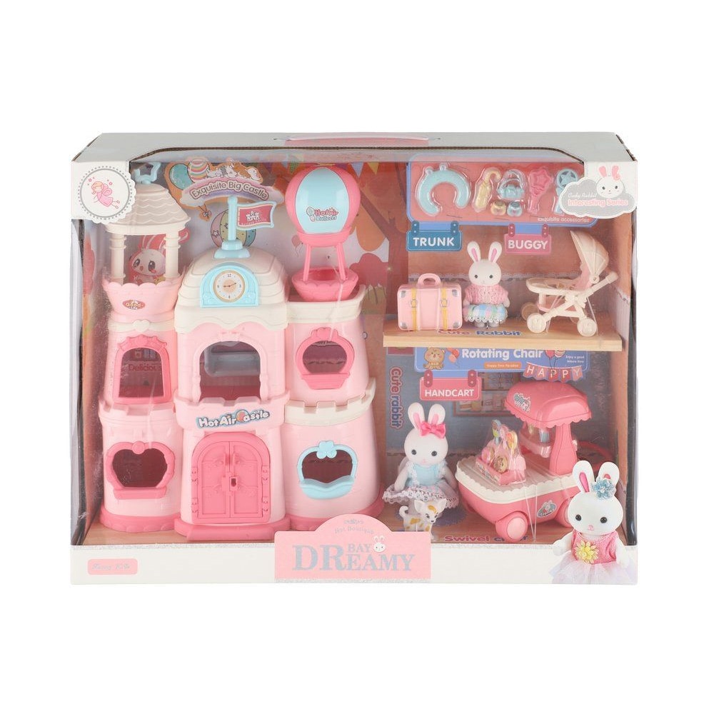 Lekset med kanin och hus – tvåvåningsvilla med tillbehör och figurer