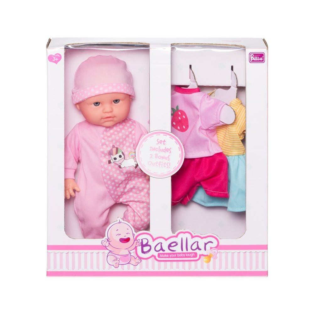 Baby docka 30cm med två utstyrslar