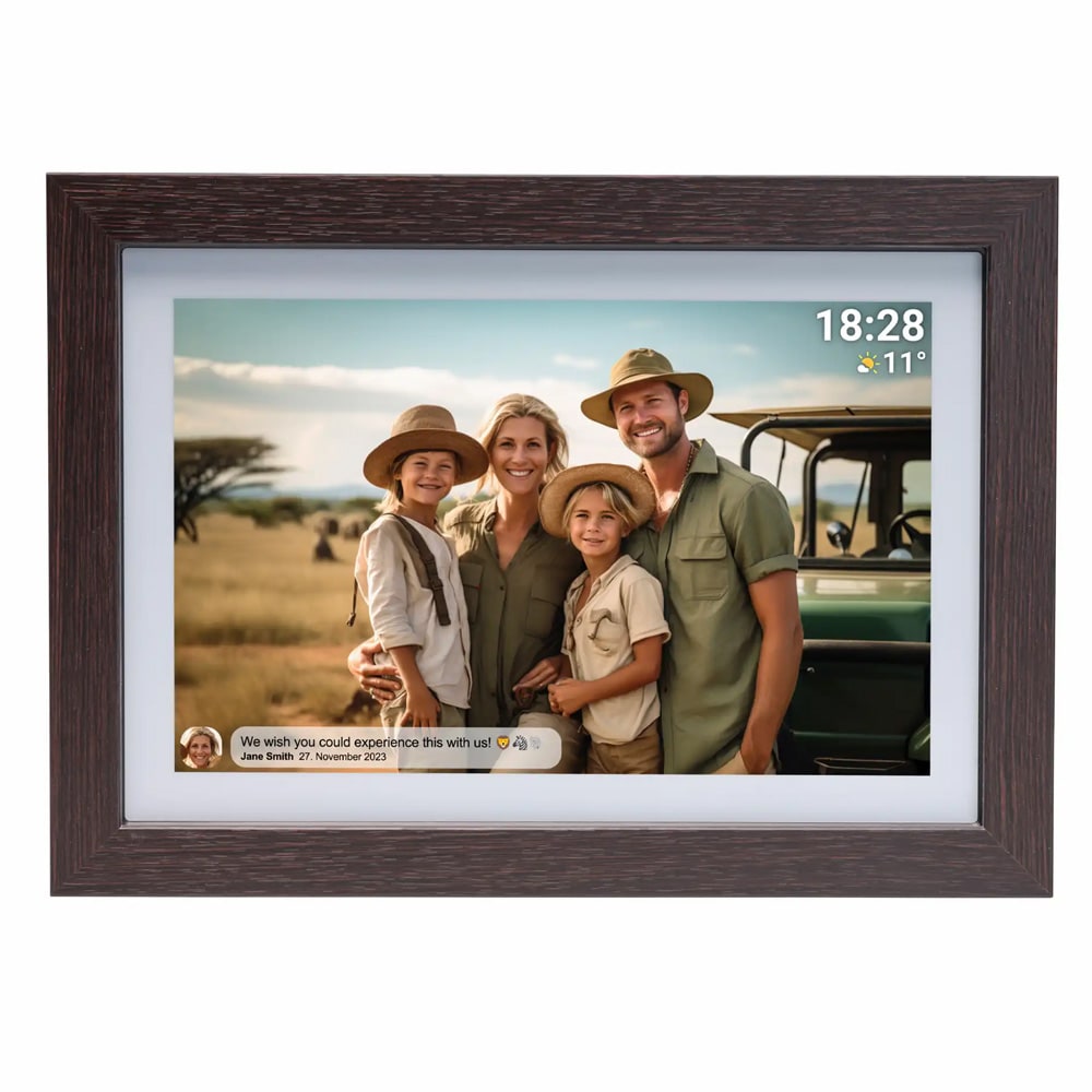 Denver WiFi Fotoram 10,1" med Frameo - Mörkt Trä