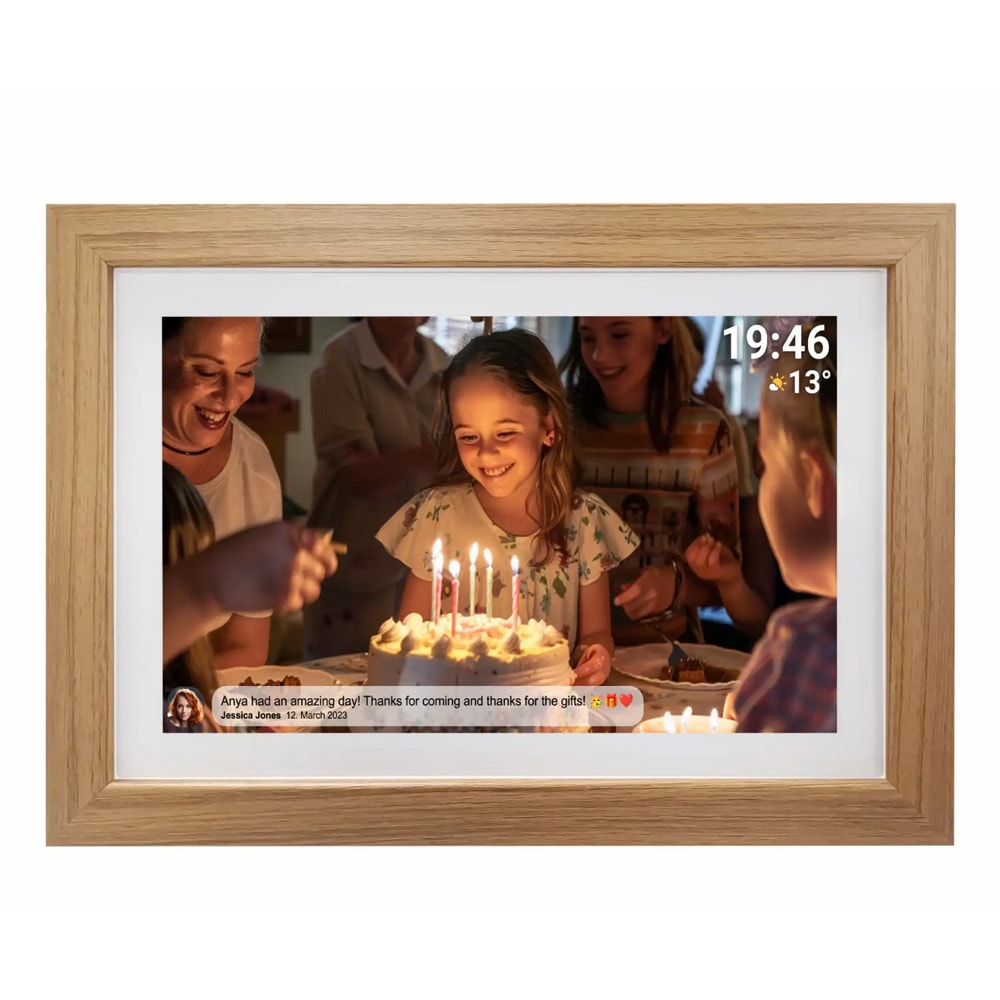 Denver WiFi Fotoram 15,6" med Frameo - Trä