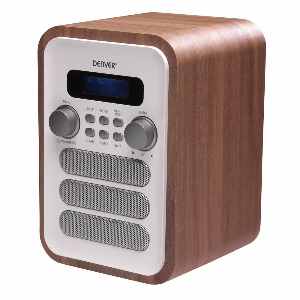Denver DAB-48WHITE digitalradio med Bluetooth och FM - Vit/Trä