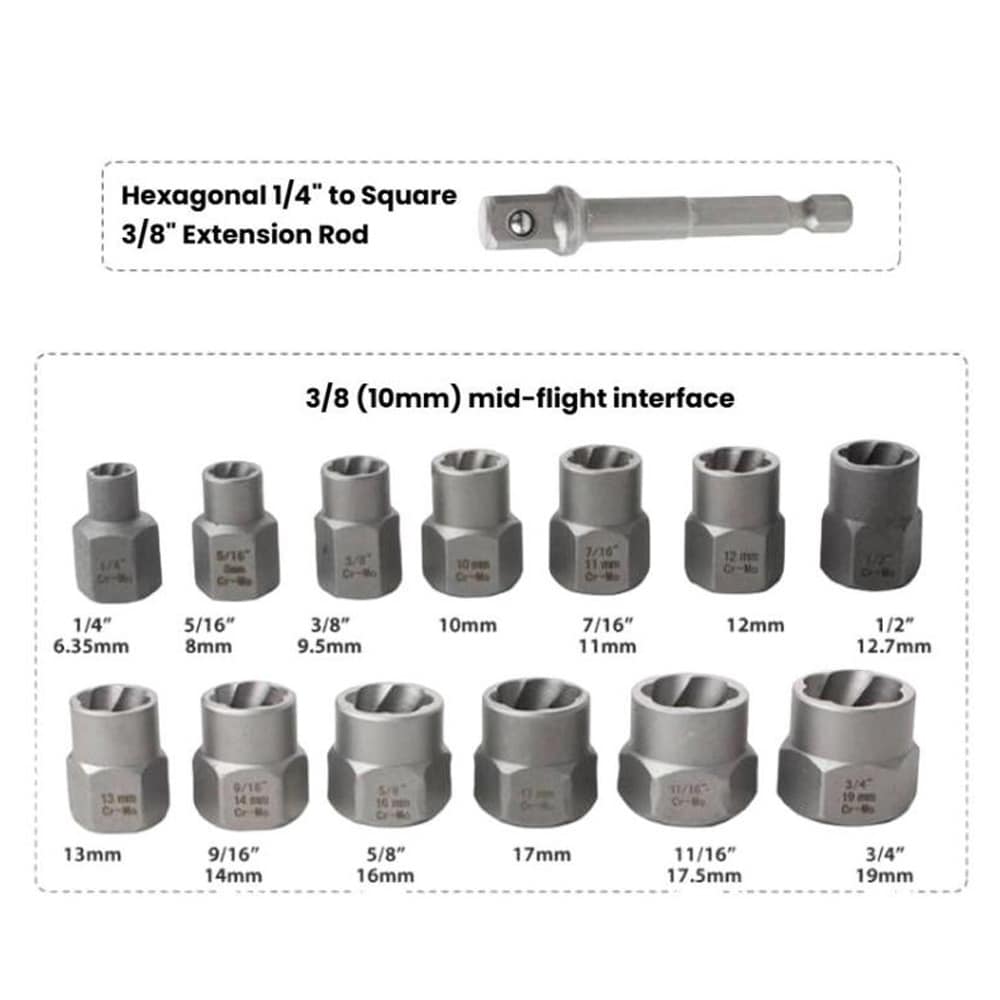 Topnøglesæt 14 dele 1/4" til 3/4"