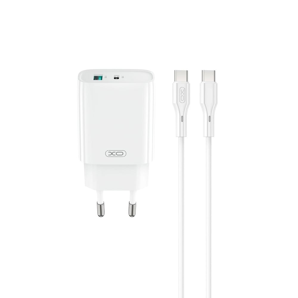 XO CE29 väggladdare 20W PD/QC med USB-C & USB-A + kabel