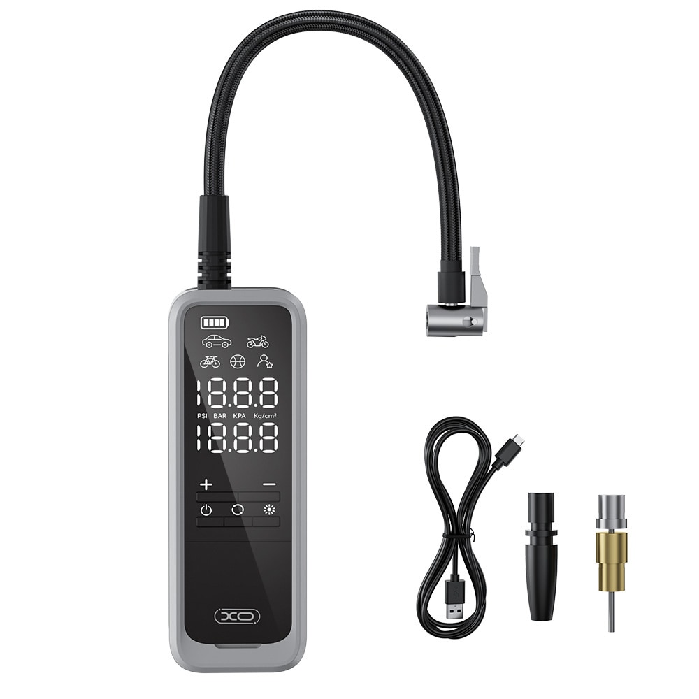 Uppladdningsbar luftpump med 5000 mAh batteri och LED-belysning