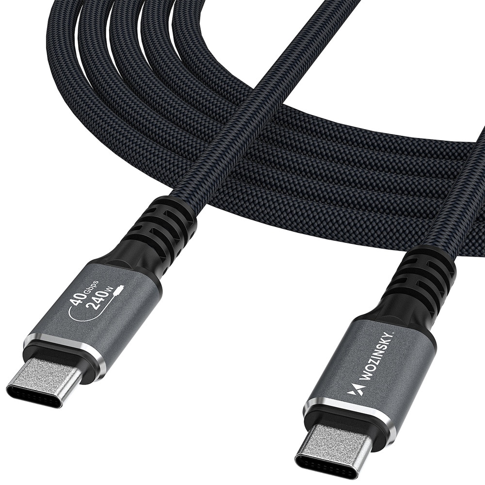 Wozinsky Thunderbolt 4 USB-C-kabel 240W 1m 4K - Svart