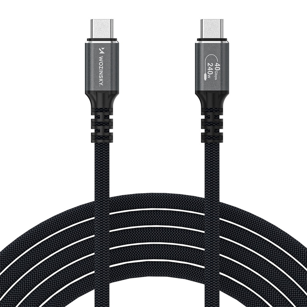 Wozinsky Thunderbolt 4 USB-C-kabel 240W 1,5m 4K - Svart