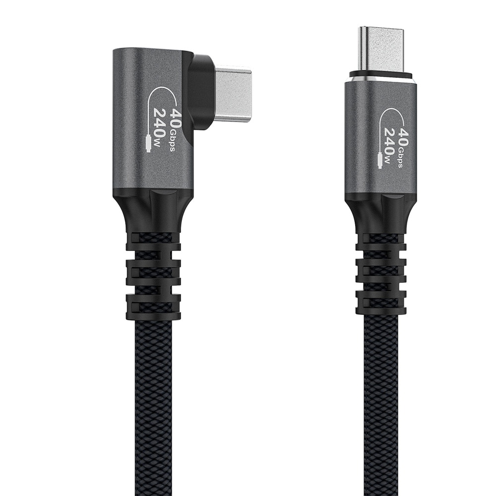 Wozinsky Thunderbolt 4 USB-C-kabel med vinklad kontakt 240W 1,5m 4K - Svart