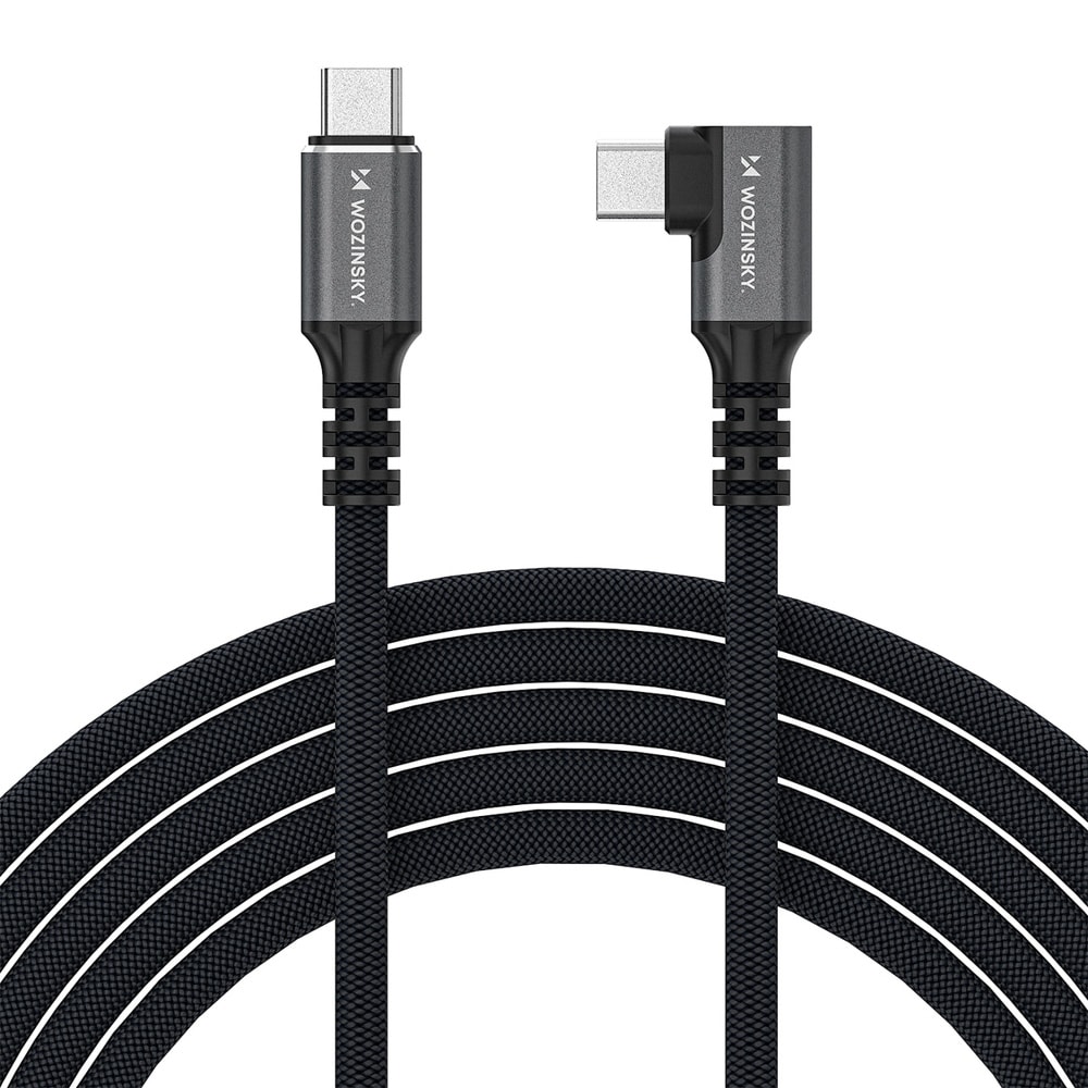 Wozinsky Thunderbolt 4 USB-C-kabel med vinklad kontakt 240W 1,5m 4K - Svart