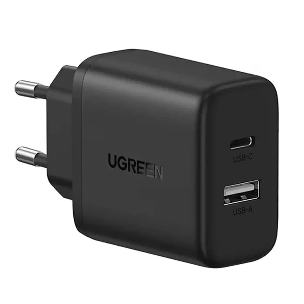Ugreen GaN 20W USB-Laddare med 1xUSB och 1xUSB-C - Svart