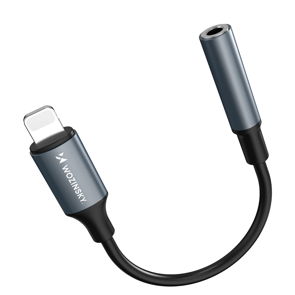 Wozinsky Ljudadapter Lightning - 3,5mm - Svart