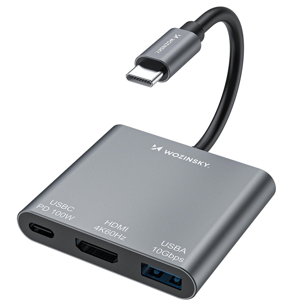 Wozinsky USB-Hubb USB-C till USB-C PD 100W / HDMI 4K@30Hz / USB 10Gbps