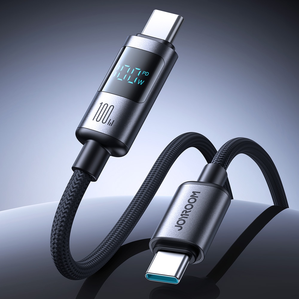Joyroom 100W USB-C-kabel med Digital Display 1,2m - Svart
