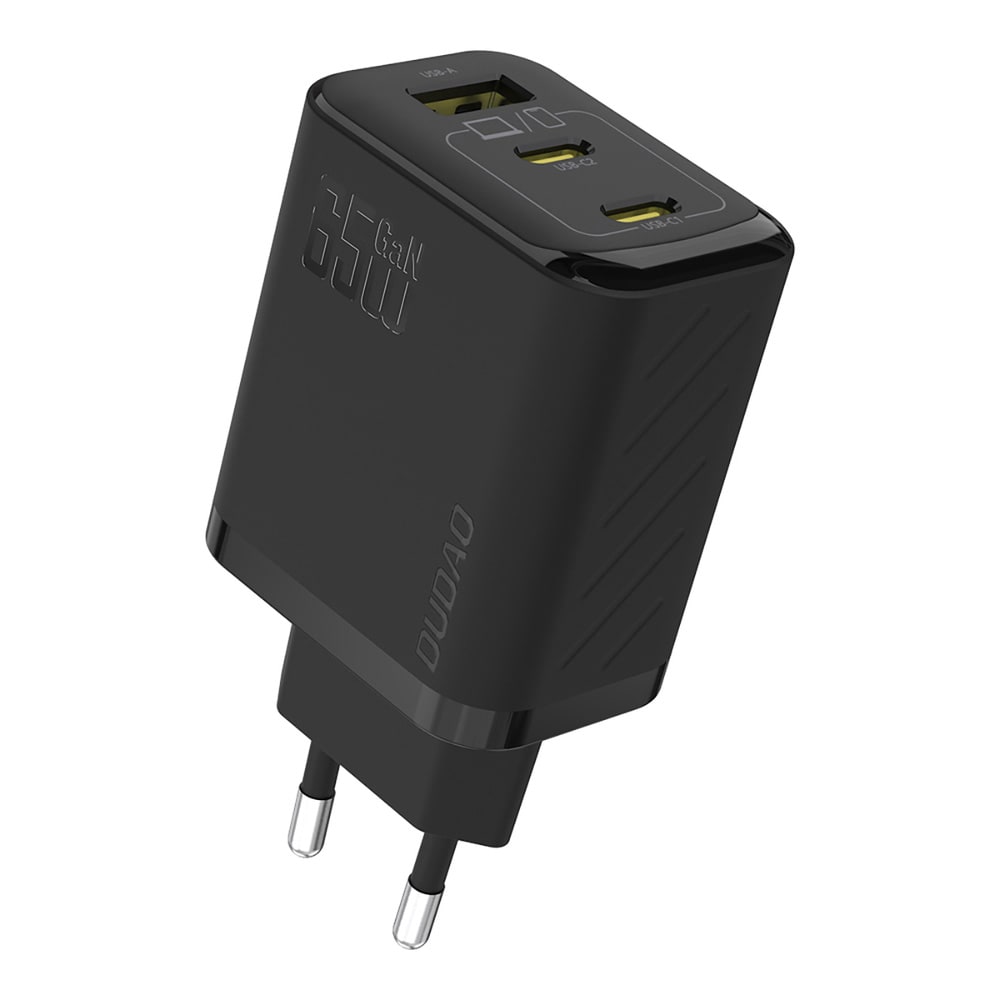 Dudao 65W GaN Väggladdare med USB-C, USB-A och USB-C-kabel – Svart