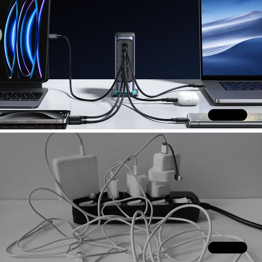 Joyroom GaN 65W laddstation 4xUSB-C + 2xUSB-A – Grå
