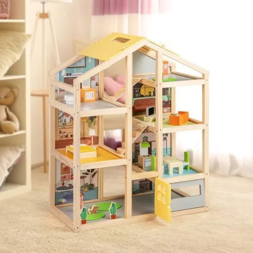 Dockhus för barn 3+ med möbler och figurer – 21 delar