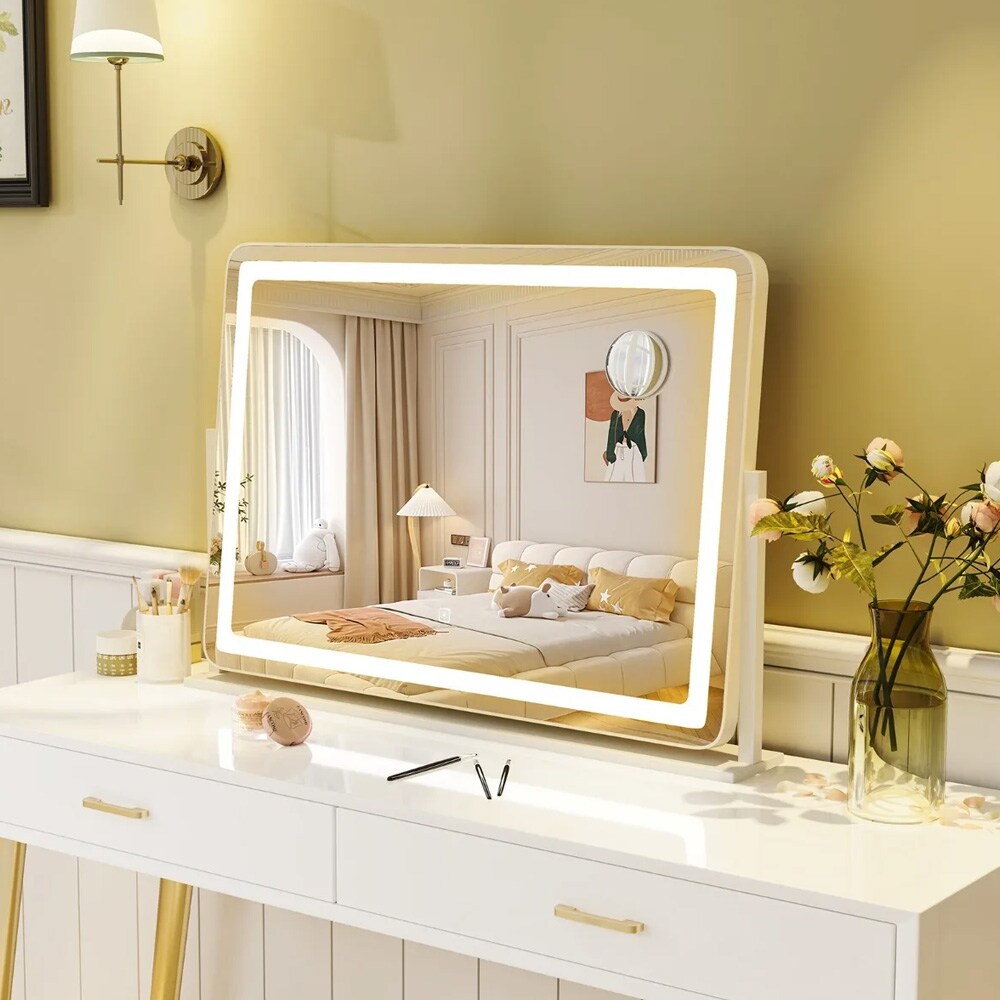 Sminkspegel med LED-ljus och touchkontroll – 80×55 cm
