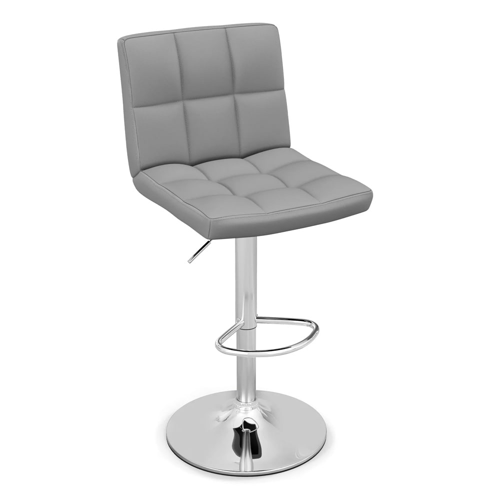 Höj- och sänkbar barstol i konstläder med 360° snurrbar sits – Grå