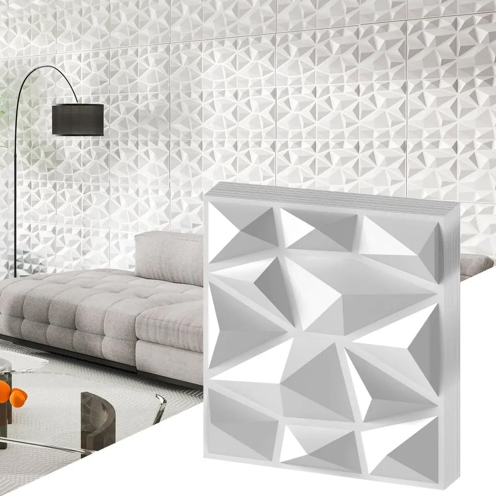 3D väggpaneler i diamantdesign – 50-pack, 4,5 m²